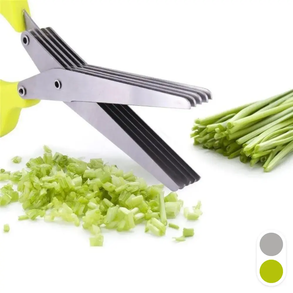 Stainless Steel V-Shape Multi-Layer Kitchen Scissors, Multifunctional Kitchenware for Green Onion Cutting, Japanese Look Home Utensils