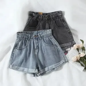 New Summer Korean Retro High-waist Loose  Jeans Shorts Women Versatile Edge Casual Hot Pants Women Clothing Jeans