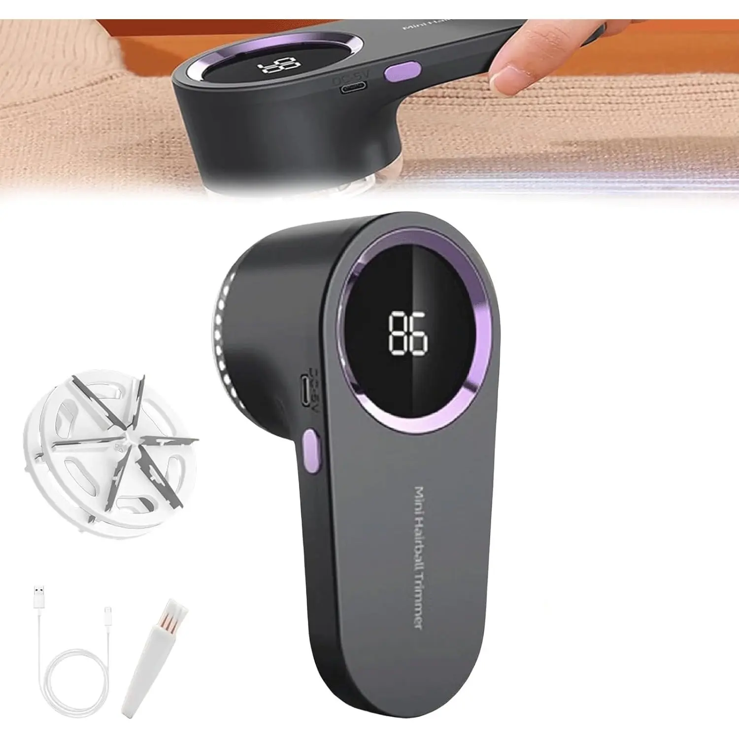 Household Fabric Shaver - Portable Reusable Lint Cleaner, Mini Rechargeable Lint Remover for Clothes with LED Display, Home Supplies Party Bag Gift Option