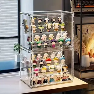 4-Tier Clear Acrylic Display Case for Action Figures, Cute Collectible Figurines, Dustproof Collectibles Storage Organizer Box with Adjustable Dividers