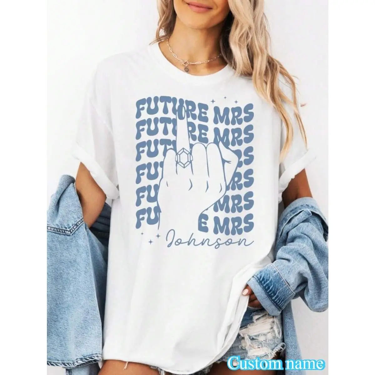 1 pc “Future Mrs” T-shirt for bachelorette party, bridal shower gift for bride-to-be, engagement party, newly engaged shirt, fiancée tee