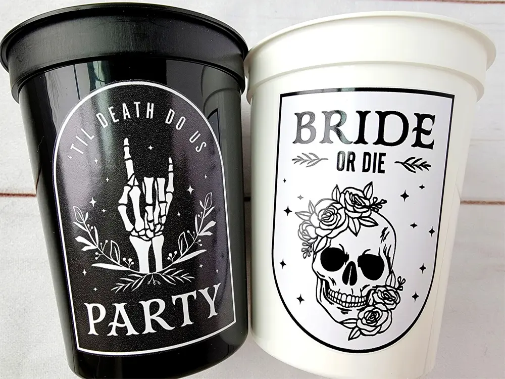 Bride of Die Party Cups, Bachelorette Party Cups, Bachelorette Party Favors, Till Death Do Us Party Cups, Party Favors, Bachelorette Favors Disposable Plastic
