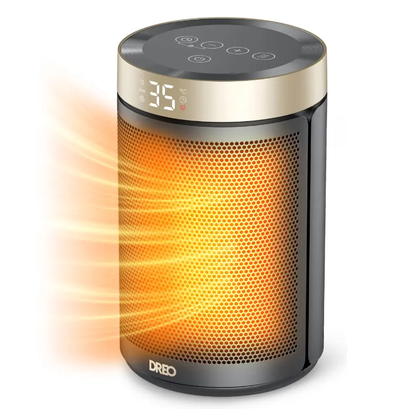 Dreo Space Heaters for Indoor, Portable Electric Heater for Home with Thermostat, 1-12H Timer, Eco Mode and Fan Mode, 1500W PTC Ceramic Fast Safety Energy Efficient Heater for Office Bedroom, Silver