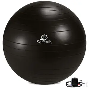 Serenily Exercise Ball for Fitness - Yoga Ball Chair for Home Gym & Yoga Accessories. Birthing Ball with Workout Guide & Pump. Stability Ball for Balance Trainer, Pilates, Therapy & Office