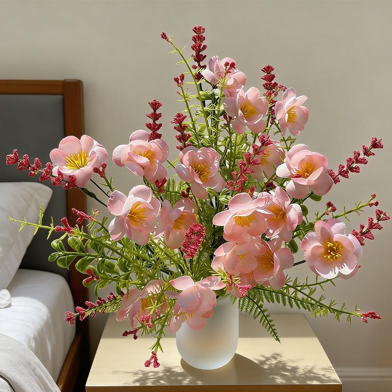 4pcs Artificial Peach Blossoms, DIY Faux Floral Bouquets for Valentine’s Day Gifts & Decor, Spring Table Centerpiece, Wedding, Party, Romantic Home Arrangements