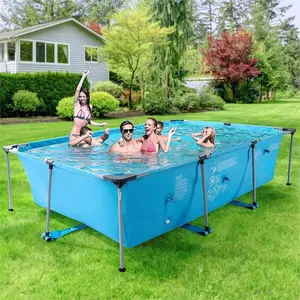 15FT  Swimming Pool Above Ground Outdoor 15ft Rectangle Frame Pool Type 178" X 87" Swimming Pool With Metal Frame For Backyard Use