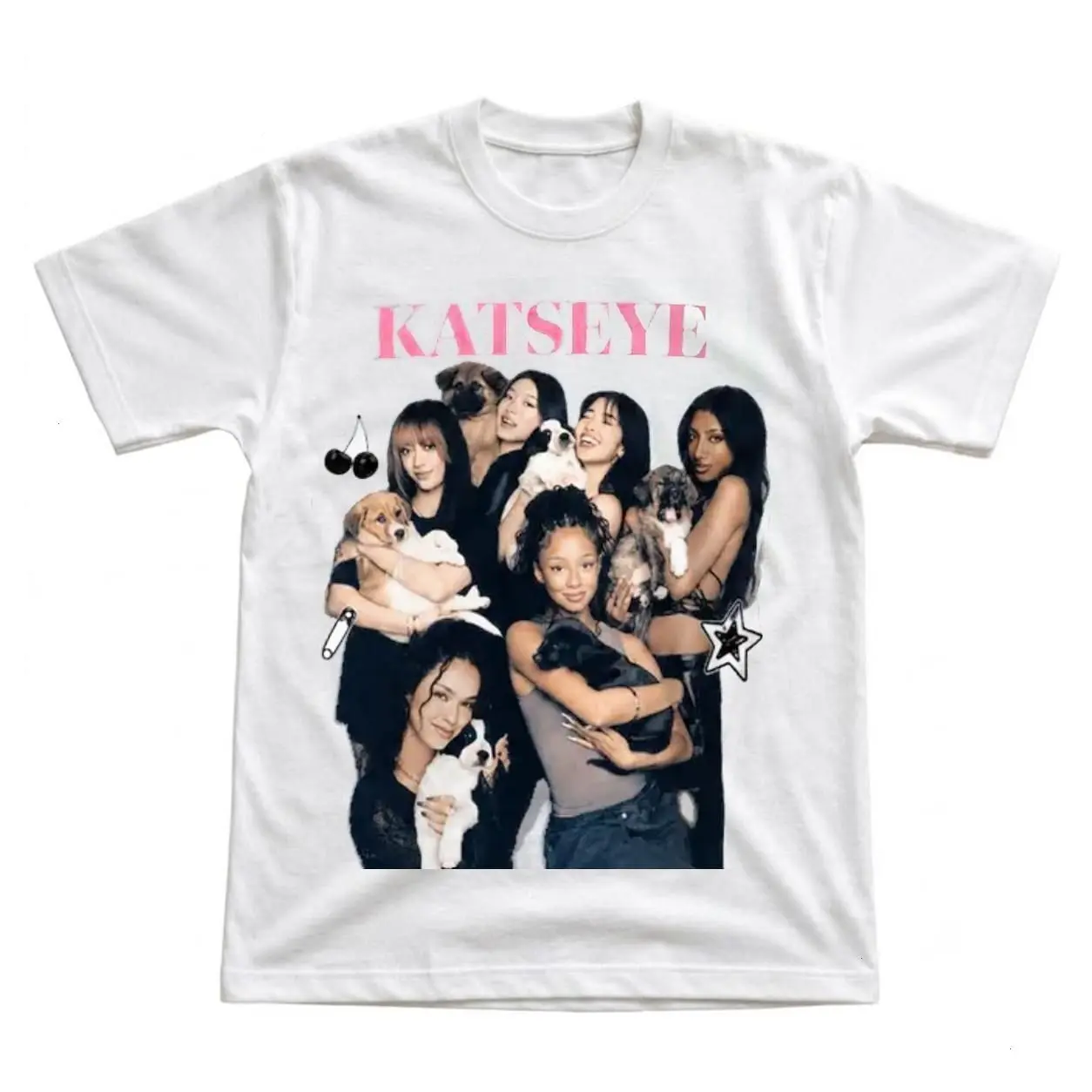 Katseye Shirt, Girl Group Puppy Graphic Tee, Kpop Pop Music Top, Y2K Fan Gift, Concert Outfit For Her Him, Cute Music Lover Tee