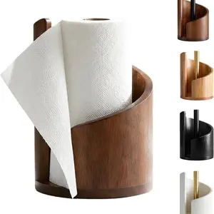 2026 New Mountain Round Base Paper Holder, Countertop, Natural Mango Wood Base and Iron Stand, Kitchen Paper Storage, Table Placement, Home Decor