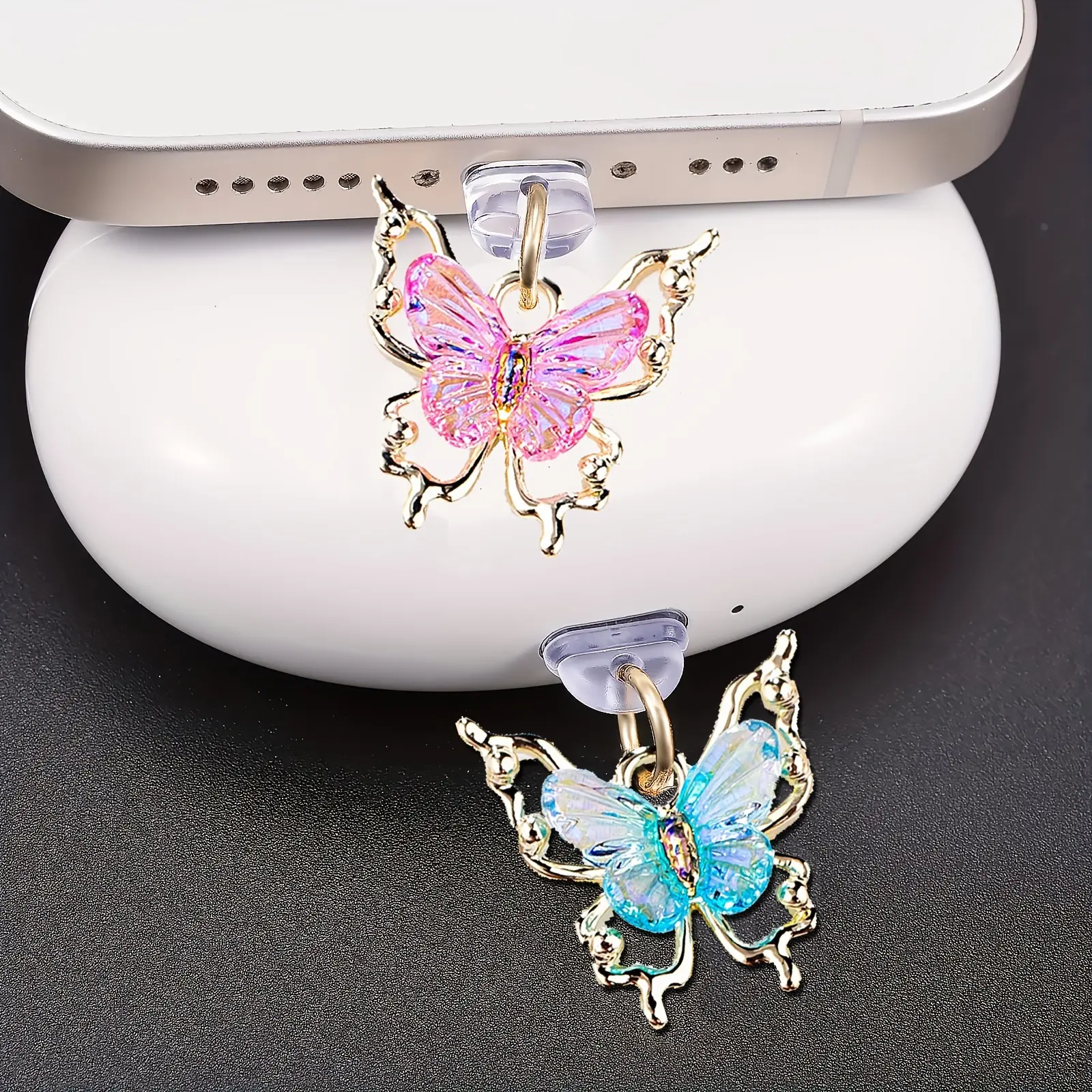 1pc Gradient Alloy Metal Mobile Phone Dust Plug, Decorative Charm, Debris Guard Accessory for Mobile Phones
