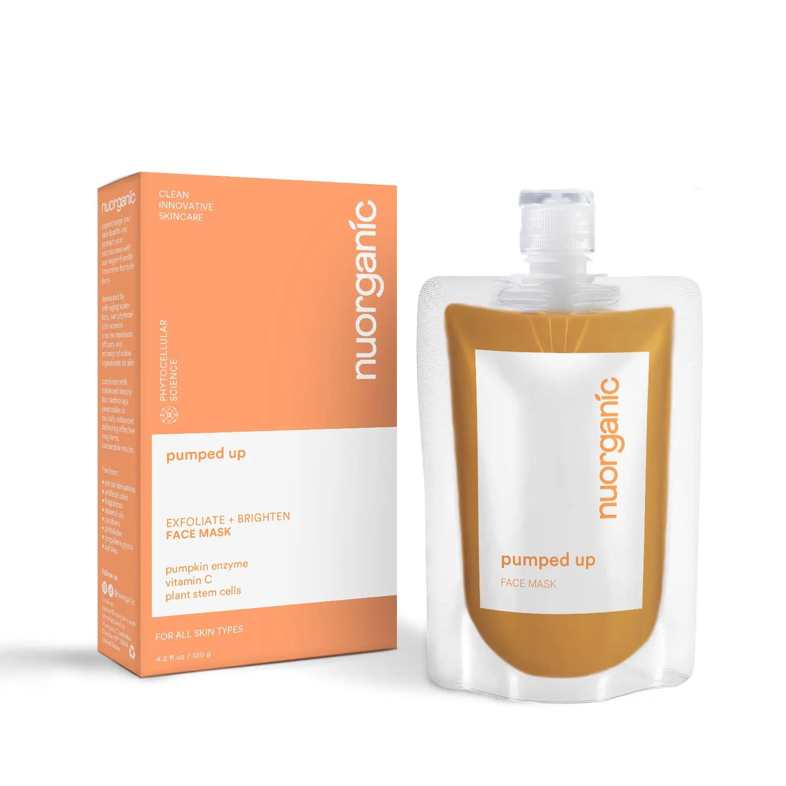 nuorganic Pumped Up - Pumpkin Enzyme Face Mask - Glowing Skin, for Brightening and Clear Complexion, Acne Clearing Cleansing Radiant