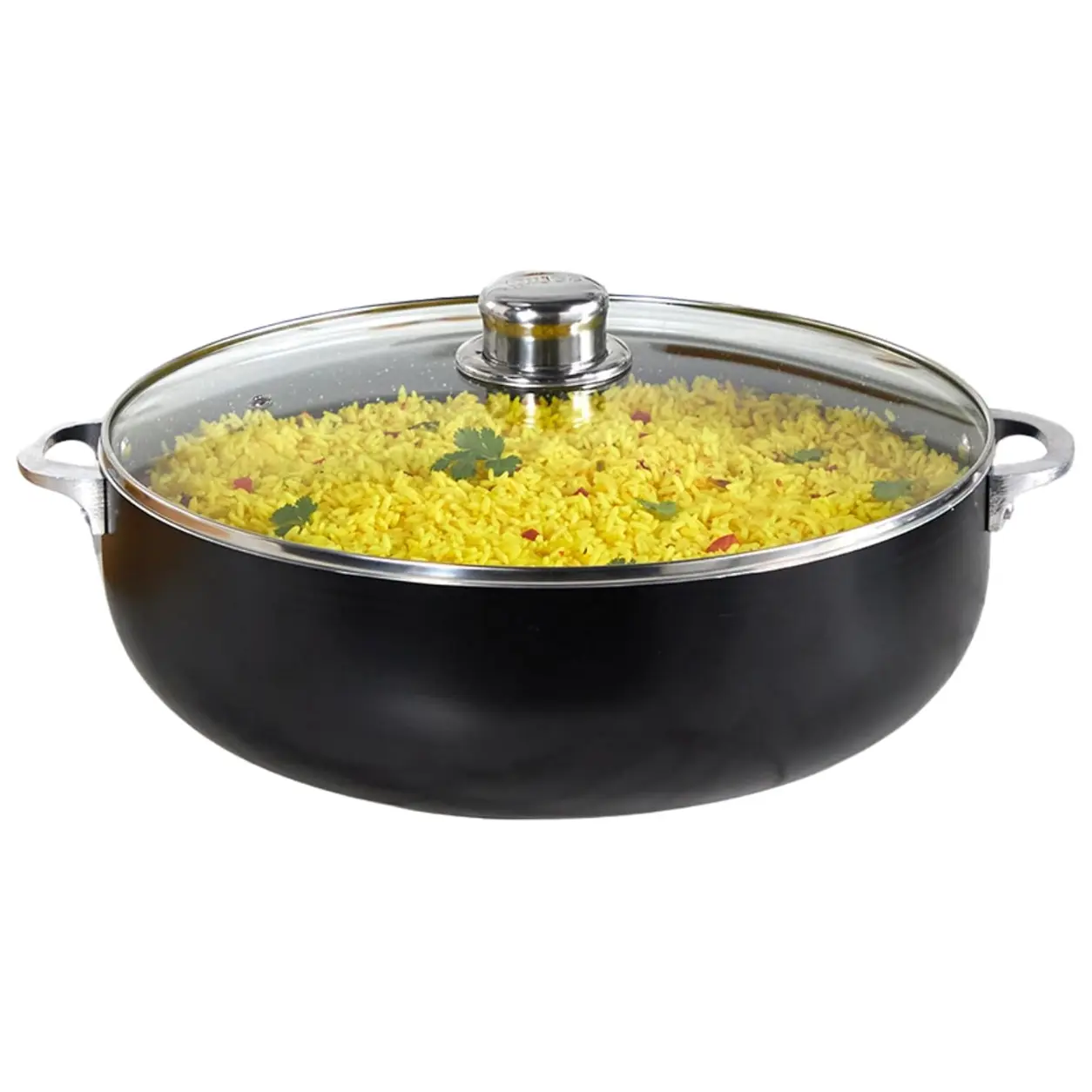 6.9 Qt Speckled Black Ceramic Caldero Pot, Aluminum Cookware, Oven Safe