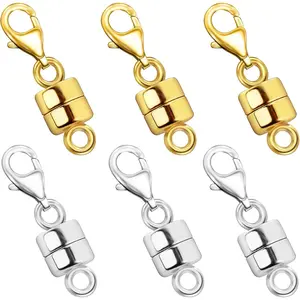 Magnetic Necklace Clasp with Lobster Clasp 18K Gold and Silver Magnetic Jewelry Clasps for Necklaces Extender Bracelet Clasps and Closures