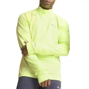 PUMA Mens Run Cloudspun Mock Neck Long Sleeve Quarter Zip Shirt Running Casual Tops  - Green