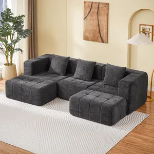 ROXGOX 98" U-Shaped Cloud Sofa,Modular Memory Foam,Fleece,No Assembly Required