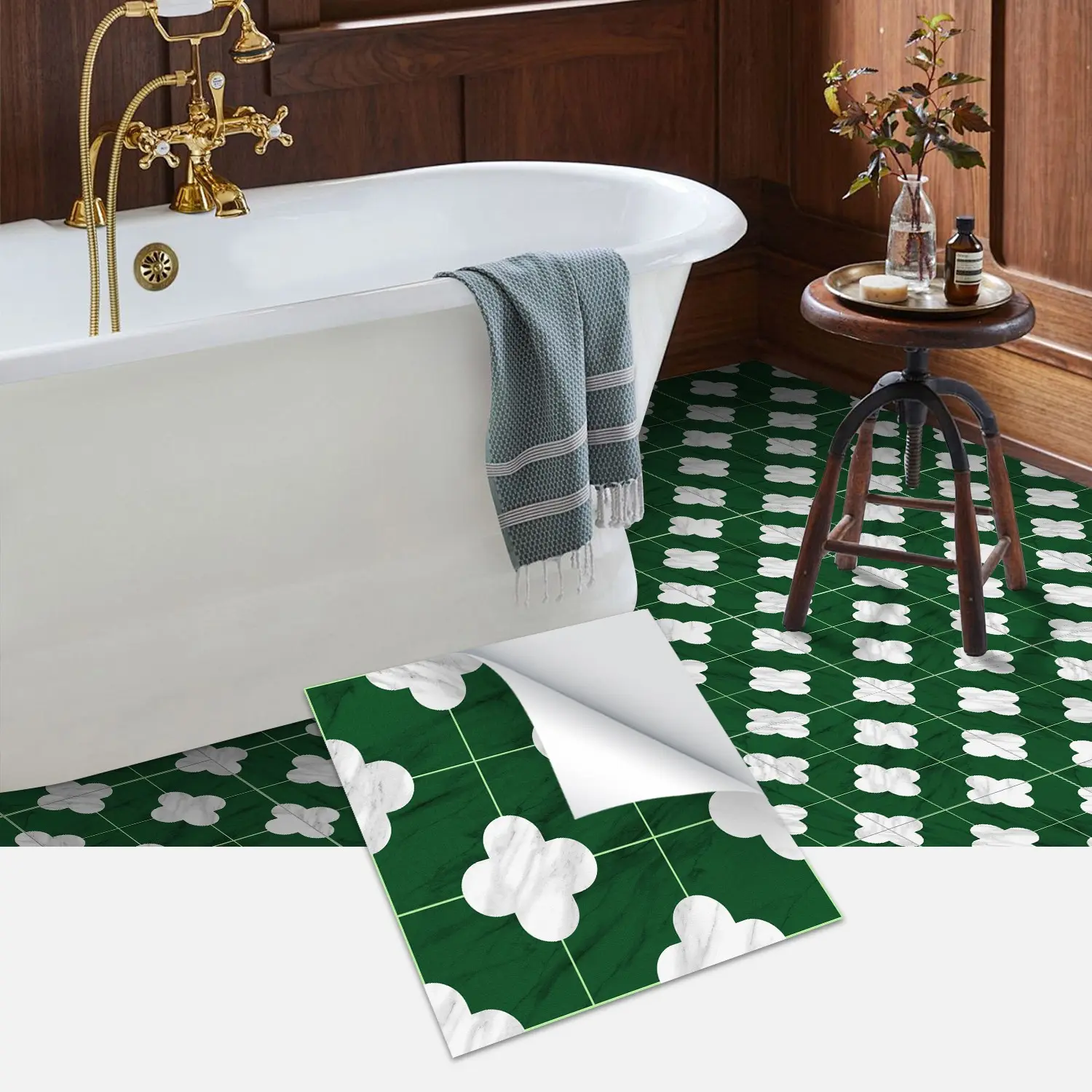 6/20 pieces per pack, enhanced adhesion, thickened frosted, instant peel and stick PVC floor stickers, blue and green Bohemian tile stickers, backsplash home decoration - perfect for DIY kitchen, bathroom, laundry room, and camper van decoration
