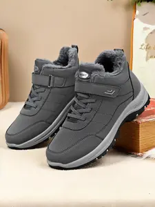 Men's Winter Boots | Thermal Slip-Resistant Rubber Snow Boots | Hook-and-Loop Ankle Boots for Comfort Walking