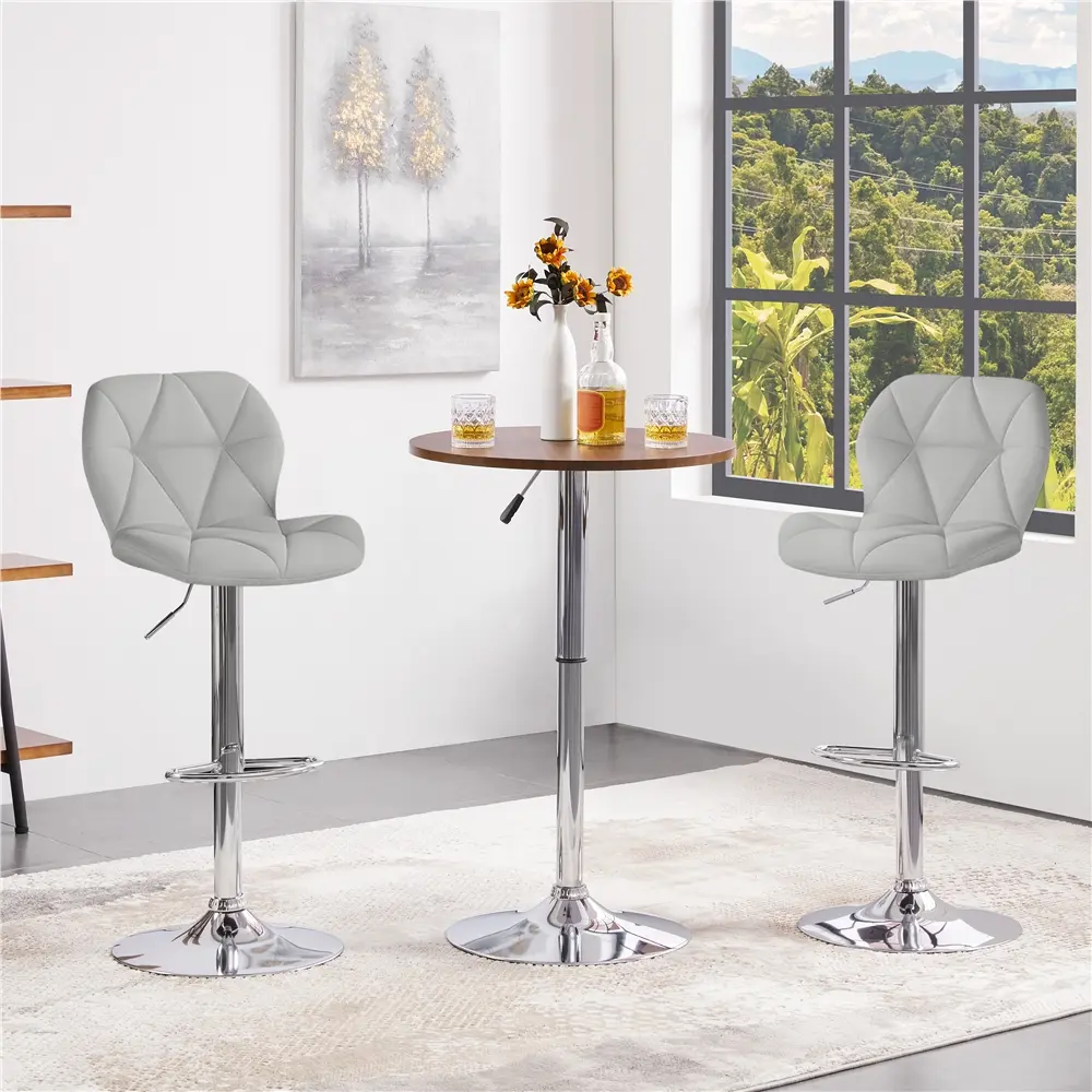 Yaheetech 2-Piece Adjustable Height PU Leather Diamond Swivel Counter Height Chairs, Modern Indoor Furniture for Bar Decor, Home Bar, Kitchen Island