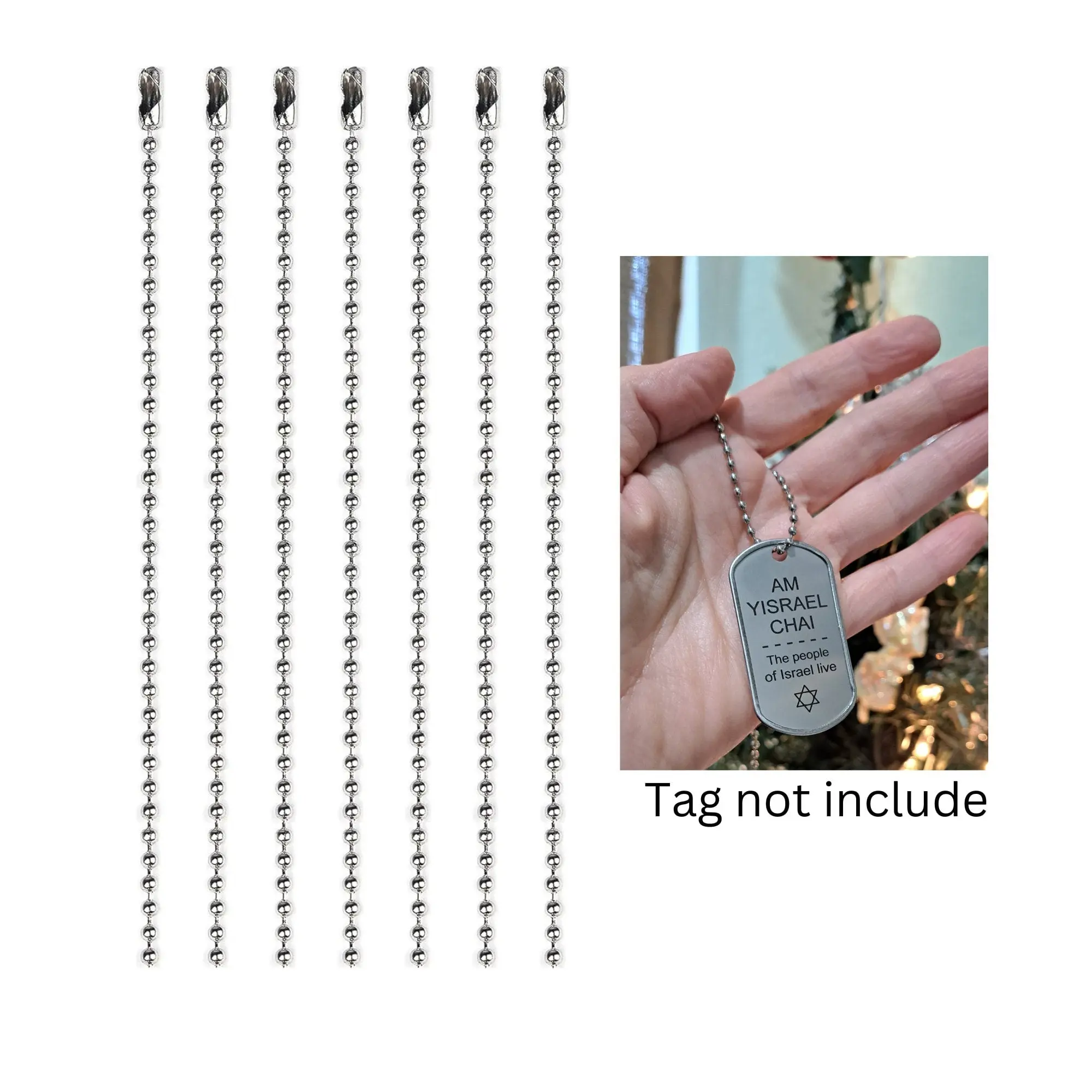Stainless Steel Ball Chain Necklace for Dog Tags, Replacement Military Necklace Chain
