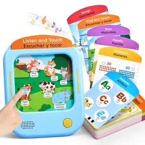 JoyCat Bilingual Kids Learning Tablet, 106 Pages Spanish & English Talking Cards with 20 Interactive Games, Montessori Toy for Alphabet, Words, Numbers, Colors & Songs, Learning Gifts
