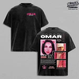 Omar Courtz Shirt – Omar Courtz Vintage Acid Washed Oversized Graphic T Shirt, Latin Trap Artist Streetwear Pink Aesthetic, Retro Collage Double Sided Print, Soft Heavyweight Cotton Unisex Tee, Music Merch Gift for Fans