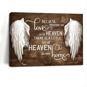 1 Piece Wooden Frame Oil Painting - Wall Hollow Painting with Angel Feather Design, Suitable for Living Room and Bedroom Commemorative Artwork, Home Decoration, Holiday Gift for Her/Him, Already Framed Oil Canvas