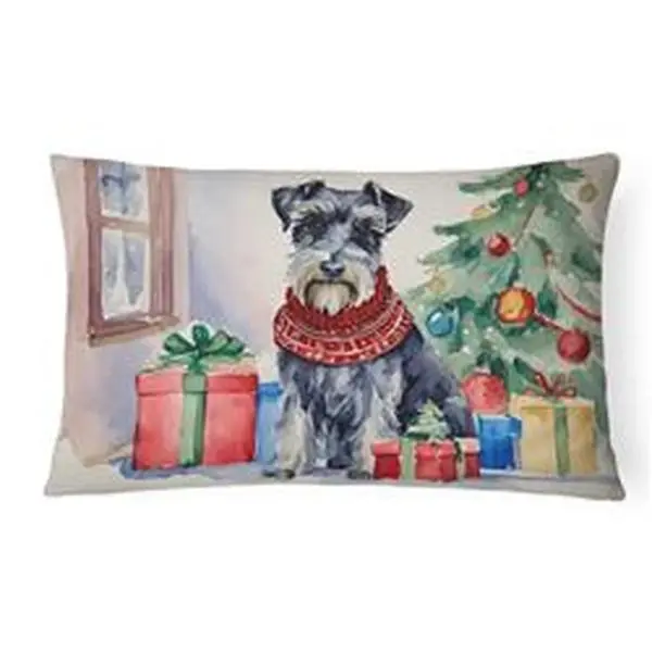 Unisex Schnauzer Christmas Fabric Decorative Pillow, 16x12 in, Fabric Pillow for Home, Room Decor, House Decor, Indoor Use
