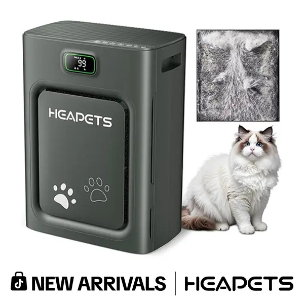 【2026 New Arrivals】Heapets P358 Pet Air Purifier for Home Living Room (2500 sq ft Large Coverage), H13 HEPA Double-Sided Filter, Adjustable 5 Speeds, Auto Mode, Quality Monitor, Dust Reduction & Allergy Relief Cleaner for Pet Hair, Dander, Odor, Allergens