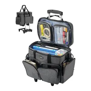 fathersdaygift VEVOR Rolling Laptop Bag, Fits Up to 15.6 Inch Laptop, Wheeled Briefcase, Teacher Roller Computer Tote Bag with Detachable Trolley Telescopic Handle, Laptop Case for Work Travel, Women Men (Gray)