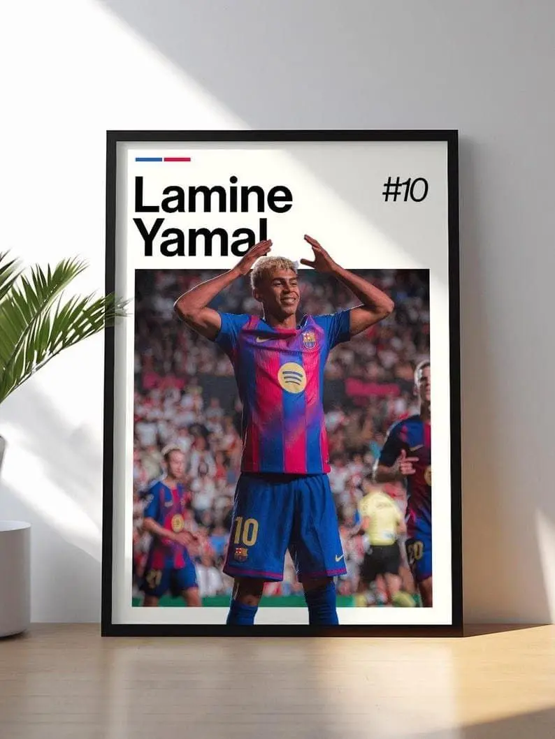 Lamine Yamal Poster Football Wall Art Soccer Print Sports Decor Rising Star Artwork Lamine Yamal