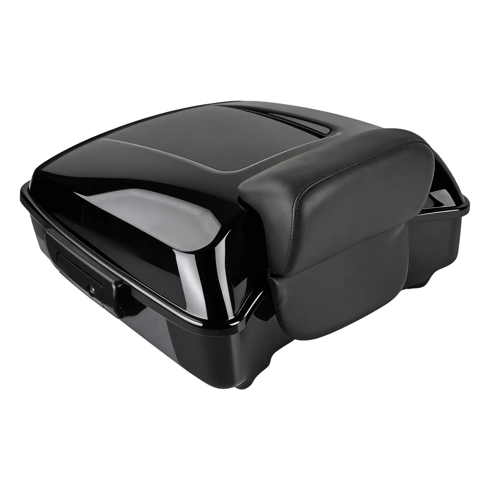 1 Pcs 10.7" Chopped Tour Luggage Trunk with 1 Pcs Built-In Backrest, Large Capacity Harley Touring Accessories Fit for Electra Glide 2014-2025, Street Glide, Road King Motorcycle Storage Box