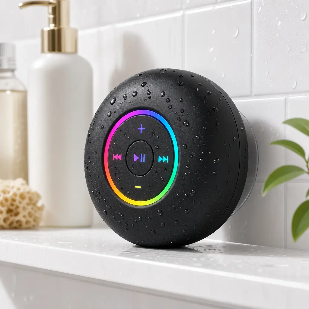 【I Use It Shower】With RGB Light Shower Speaker! Portable IPX4 Waterproof, Hands-Free Speakerphone. Rechargeable Using , Wireless Stereo For Beach, Shower & Home Audio