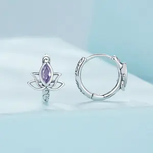 Presentski 925 Sterling Silver lotus Earrings for Women  Earrings  U Shaped Hoops Earring for Jewelry Gifts