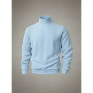 Men’s warm knit sweater for autumn and winter, high-neck pullover with long sleeves, casual sporty design, essential wardrobe item, knitted pullover