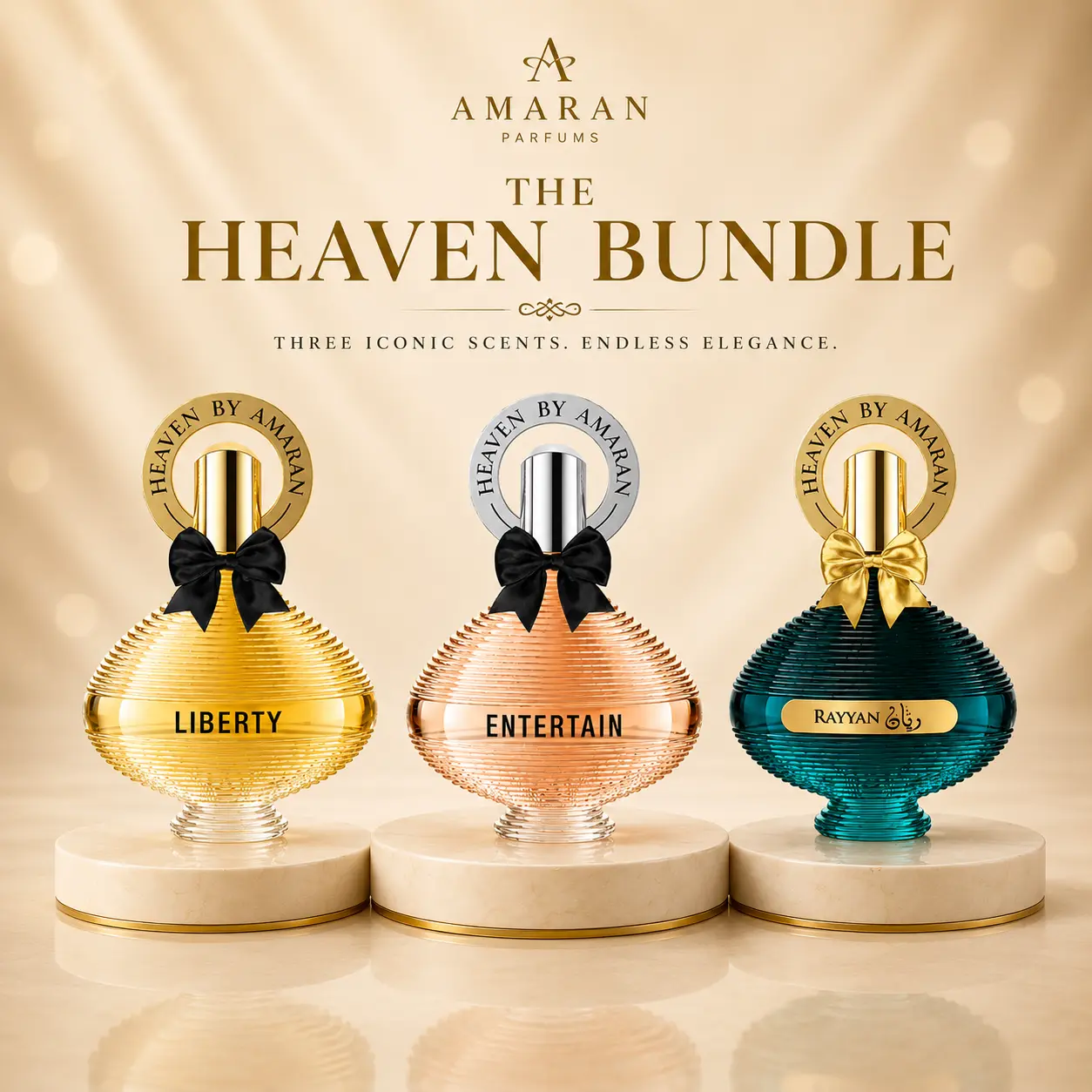 Heavenly Bundle I Heaven Entertain By AMARAN Eau De Parfum 3.4 FL OZ I Heaven Liberty By Amaran Eau De Parfum 3.4FL OZ I Heaven Reyyan  Eau De Parfum 100 ML (3.4 FL OZ)  Women