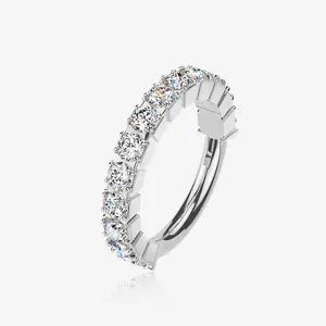 Implant Grade Titanium Moissanite Sparkle Segmented Clicker Hoop Ring
