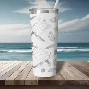 AVITO 24 oz Personalized Sea Life Tumbler, Lead-Free Mug, Vacation Gift, Laser Engraved, Sea Turtle Gifts - Flasks, Drinkware