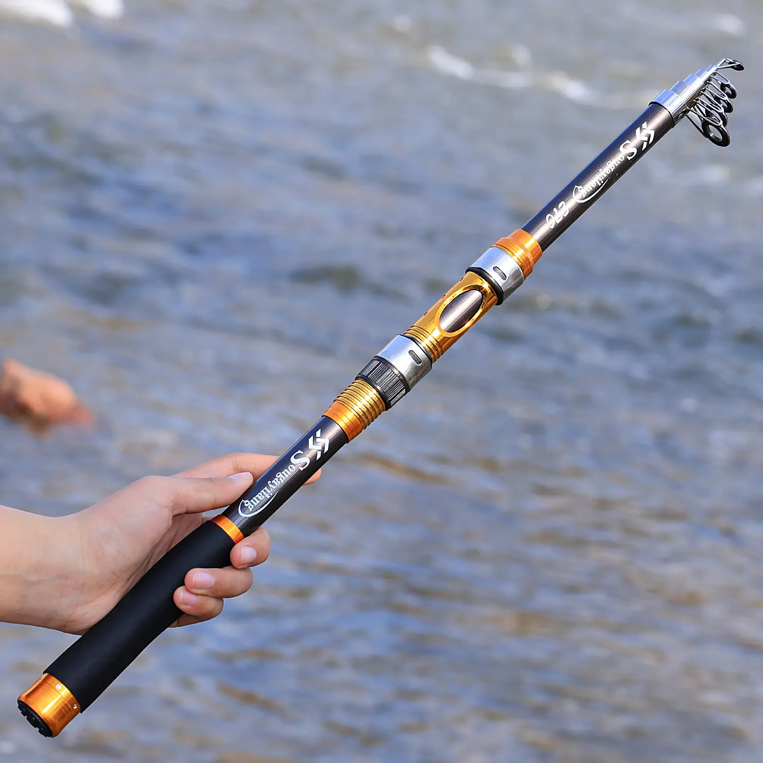 Sougayilang Telescoping Fishing Rod - 24T Carbon Fiber Build, CNC Machined Reel Seat, Comfortable EVA Grip, Compact Fit Freshwater Telescoping Pole for Bass, Trout, 24T Build