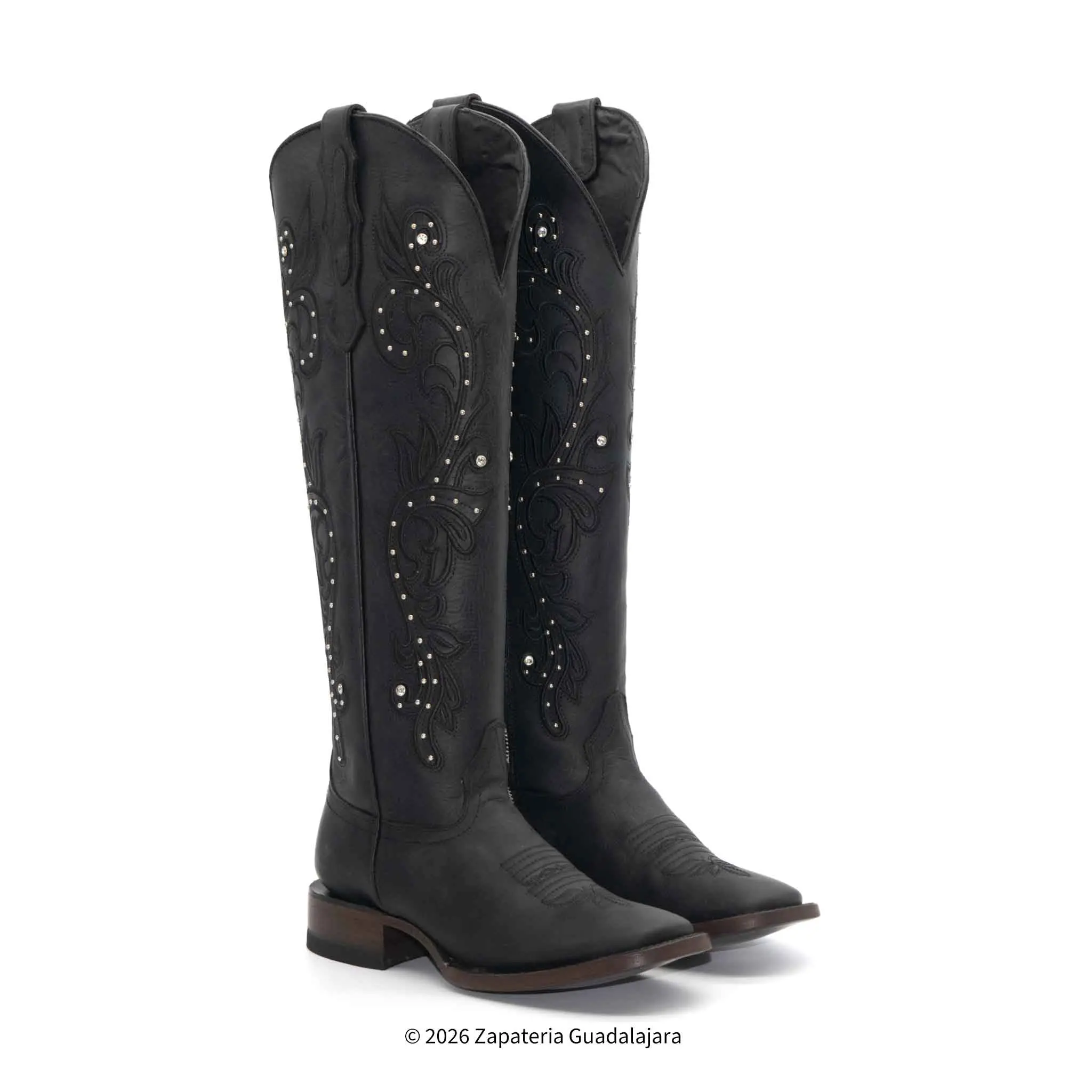 Tall Wide Square Toe Matte Black Leather Boot-H22T2605