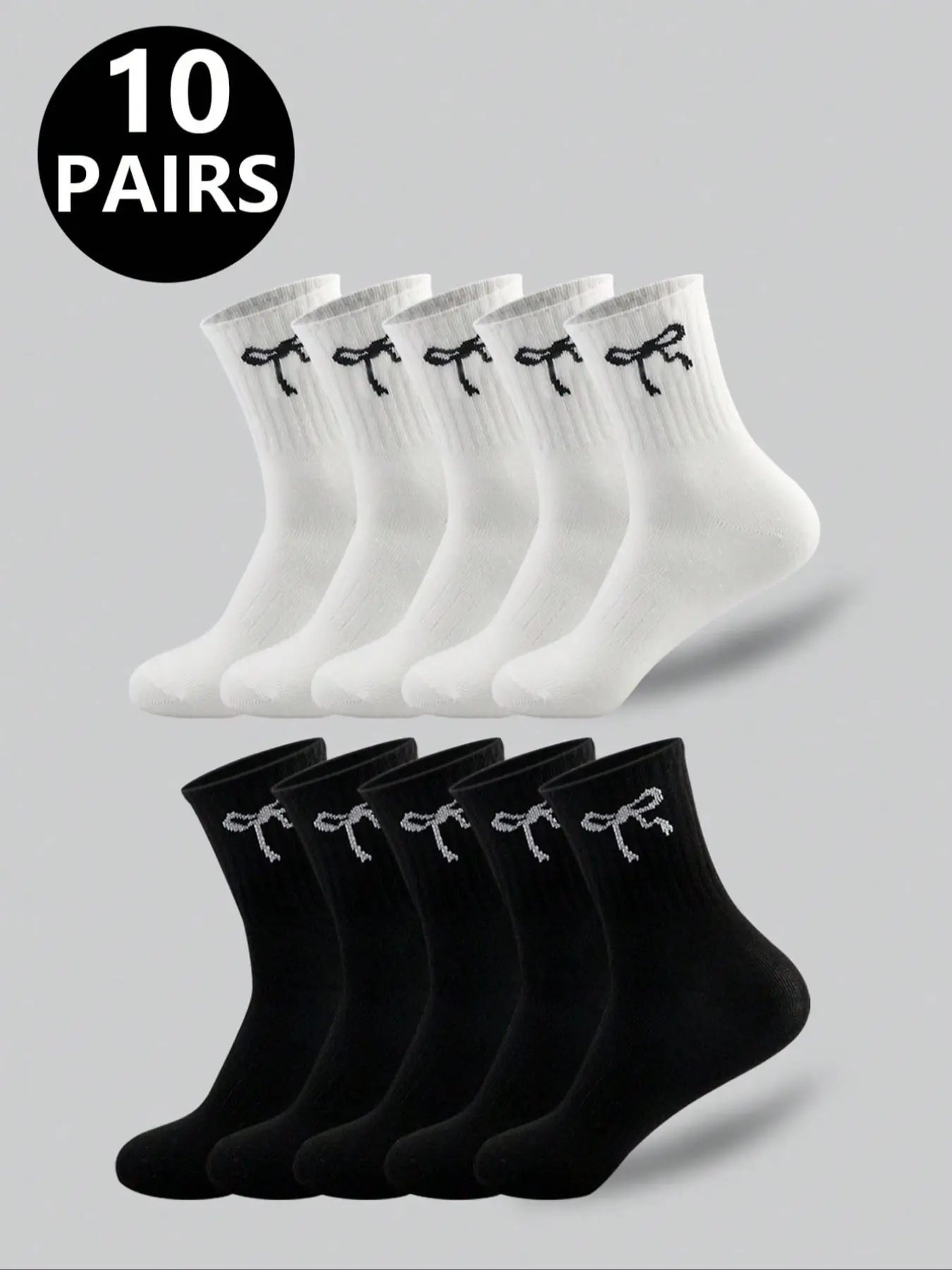 Women's Mid-Calf Socks, Japanese Style Solid Color Pile Socks, Casual Sports Socks, Long Tube Socks, Casual Stylish Socks, 5/10 Pairs Pack