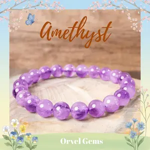 Lavender Lilac Amethyst Crystal Stretch Bracelet Perfect for Men, Women, Couples, and Friends | Ideal for Daily Wear, Meditation, Gift