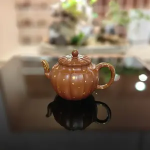 【Liu Haiyan】Ribbed purple clay teapot Jinwen shape