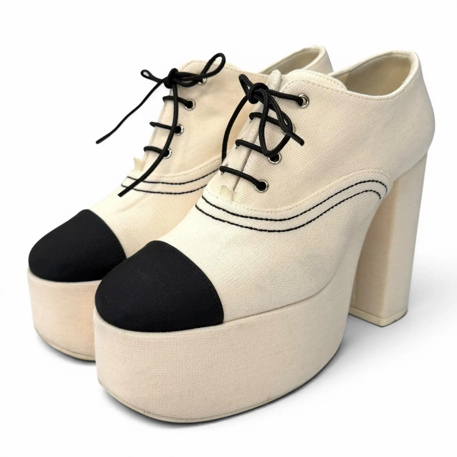 Pre-owned CHANEL Others Small Leather Goods Rhinestone Lace Up Pumps