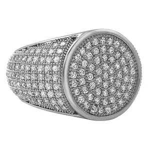Cubic Zirconia Ring, Round Rhodium-Plated Micro Pave Bling Fashion Costume Jewelry Accessory