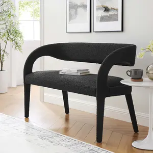 Modway Pinnacle Boucle Fabric Accent Bench in Black