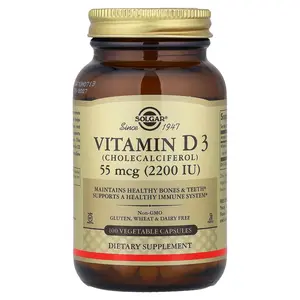 Solgar Vitamin D3 , 55 mcg (2,200 IU), 100 Vegetable Capsules