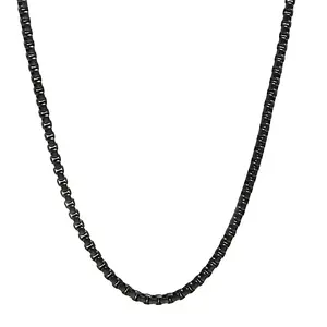 Black Rolo Chain Necklace for Women or Men 18 Inch Length 3mm Width Stainless Steel Round Link Chain with Lobster Clasp Durable Polished Unisex Jewelry for Pendant or Standalone Wear
