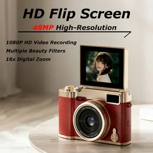 M9 2.4 Inch Retro Flip Screen Selfie Camera, 48mp HD Digital Camera with Flash and Filters, Portable Camera for Photography