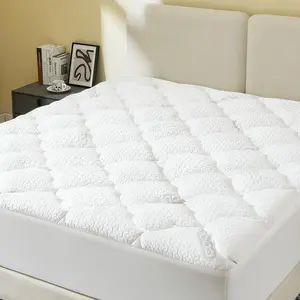 Mattress Topper , 2 inch Ultra Soft Quilted Fitted Mattress Pad Cooling Mattress Cover with Thin Down Alternative Filling Noiseless & Breathable (8-21"Deep Pocket)