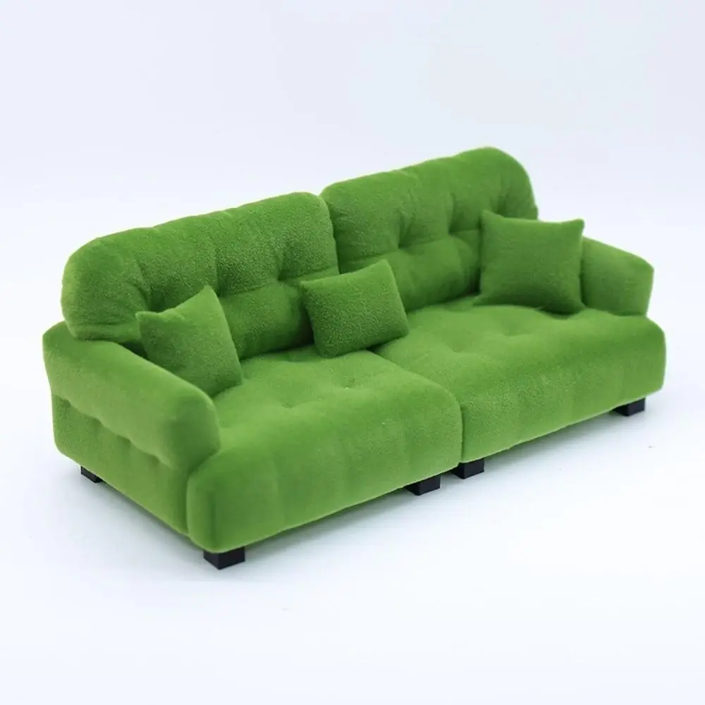 Miniature Furniture Flocked Sofa Model - 1:12, 1:20, 1:30 Scales - Simulation Dollhouse Living Room Decoration Accessories for Classic Novelty Toys