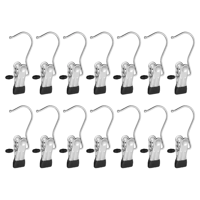 22 PCS Anti-rust Clip Space-saving Clothespin Hat Pants Storage Hanging Travel Hook Hanger Household Organiser Laundry Lightweight Room Stainless Steel Waterproof pant hanger